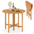 36 Inches Outdoor Folding Round Dining Table with Slatted Tabletop