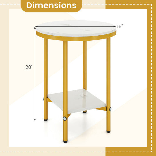 2-Tier Round Coffee Table with Storage Shelf-1