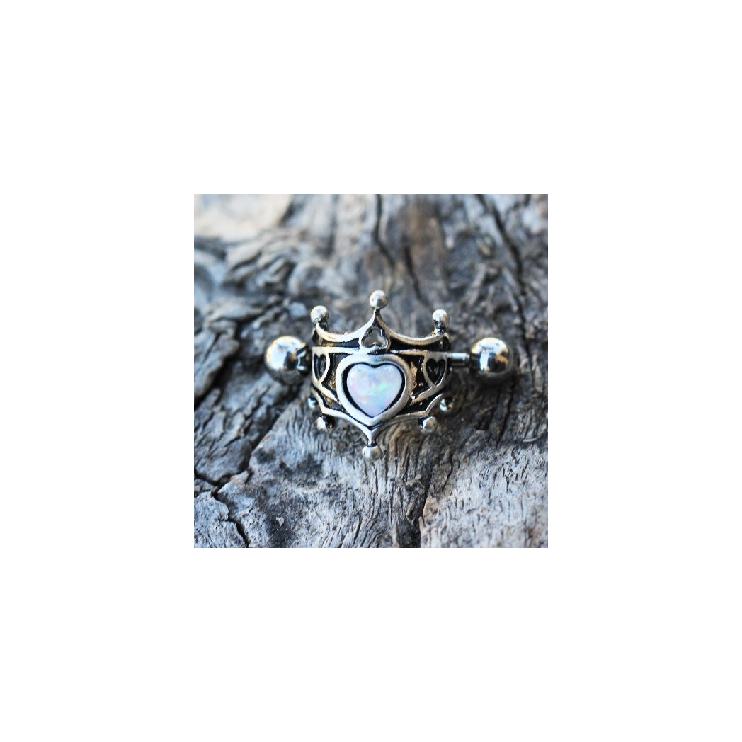 316L Stainless Steel Medieval Design Heart Crown Cartilage Cuff Earring