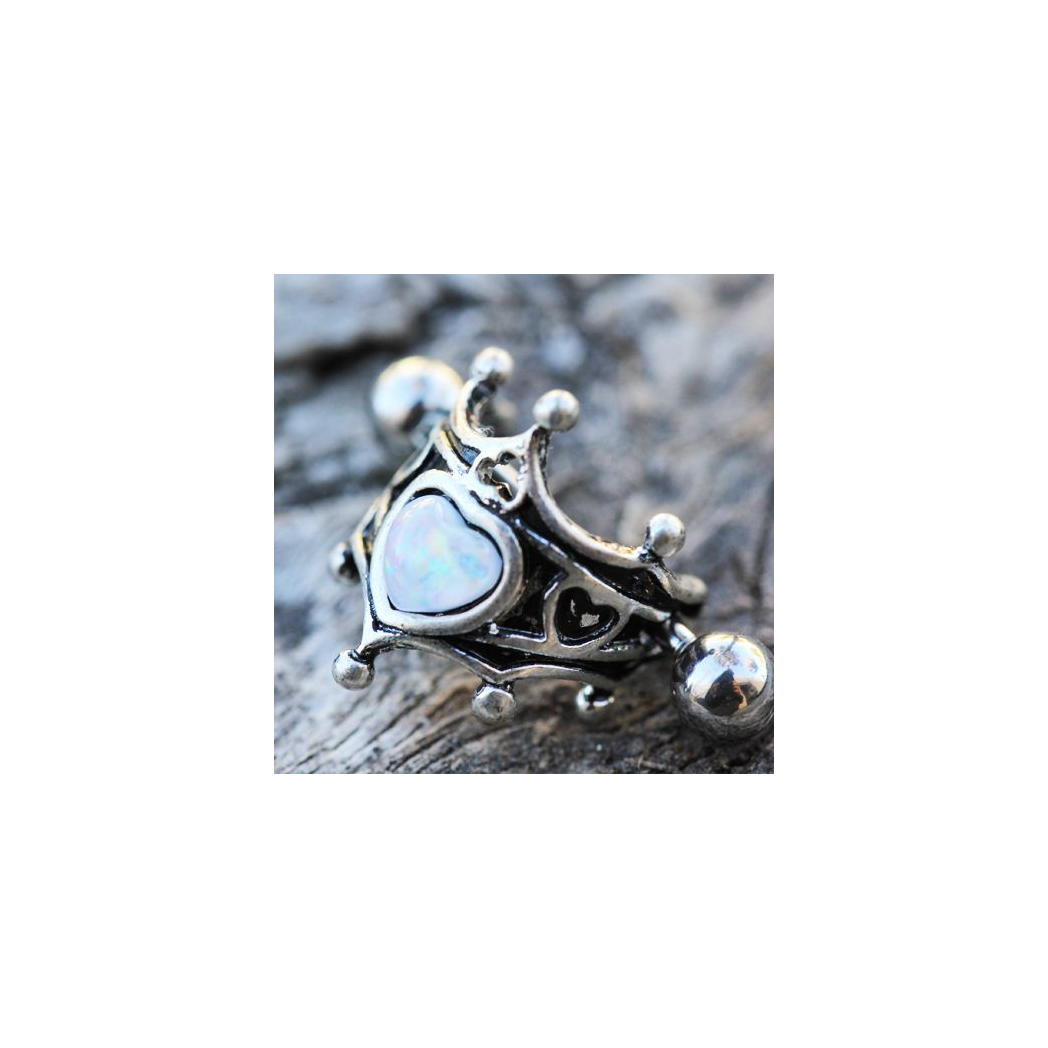 316L Stainless Steel Medieval Design Heart Crown Cartilage Cuff Earring