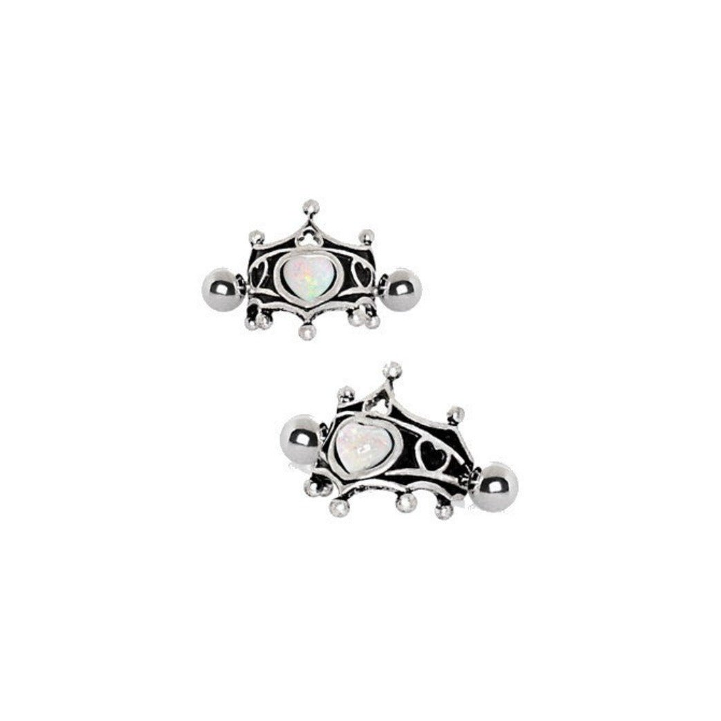 316L Stainless Steel Medieval Design Heart Crown Cartilage Cuff Earring