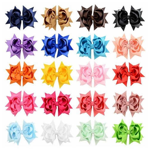 (20 pcs Per Unit) Ribbon Floral Design Baby Hair Clips